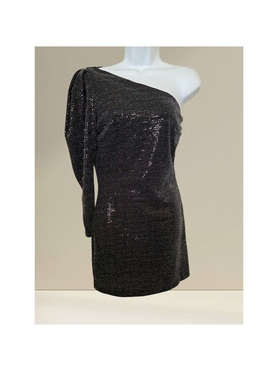B. Darlin Dresses & Skirts - Zara One-Shoulder Black Metallic Sequin Mini Dress – Size S